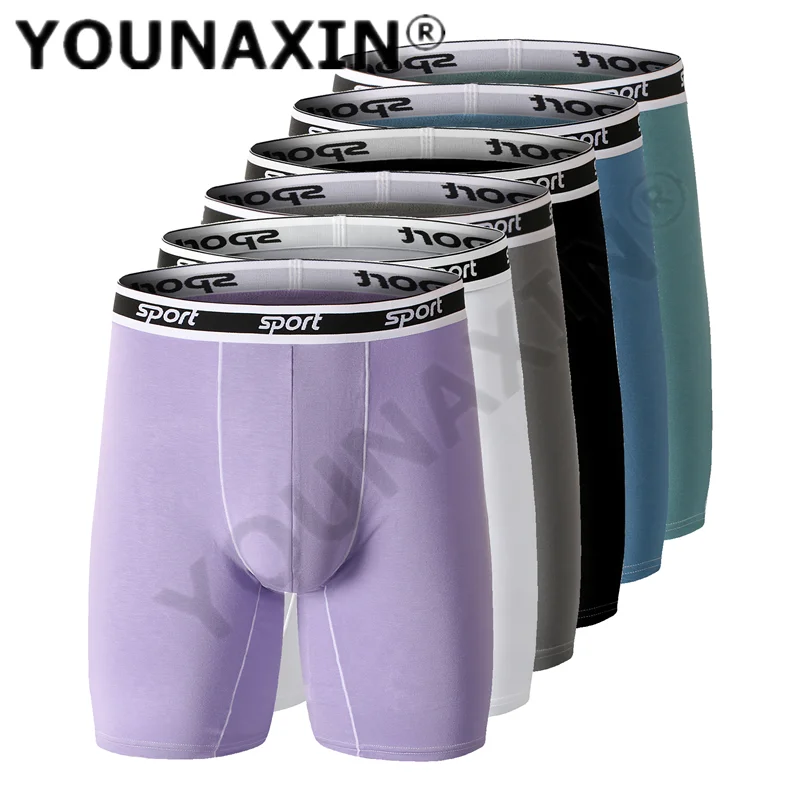 

1 Pieces Men's Long Leg Boxers Big Size Modal Panties Sports Underpants Knickers Asian Size 3XL 4XL 5XL 6XL