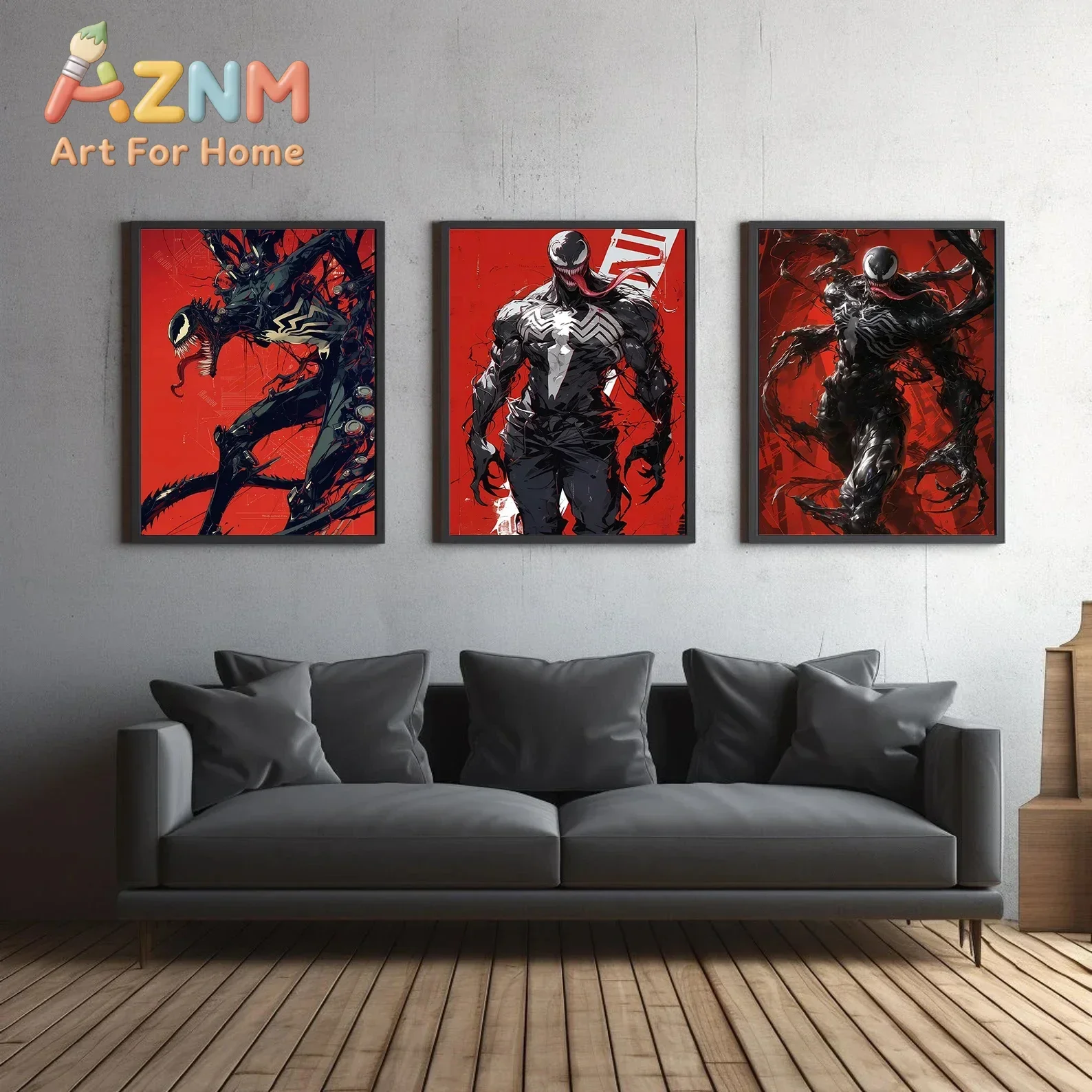 AZNM Venom Deadpool Canvas Wall Art Frameless Poster Superhero Graffiti Print Home Decor for Boys Bedroom Game Room Wall Decor