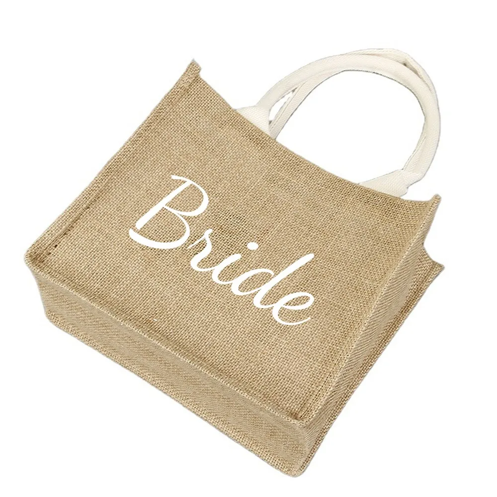 New Bride Linen bag  Bohemian style handbag for bride Wedding decorations Creative wedding gifts Bridal shower favor