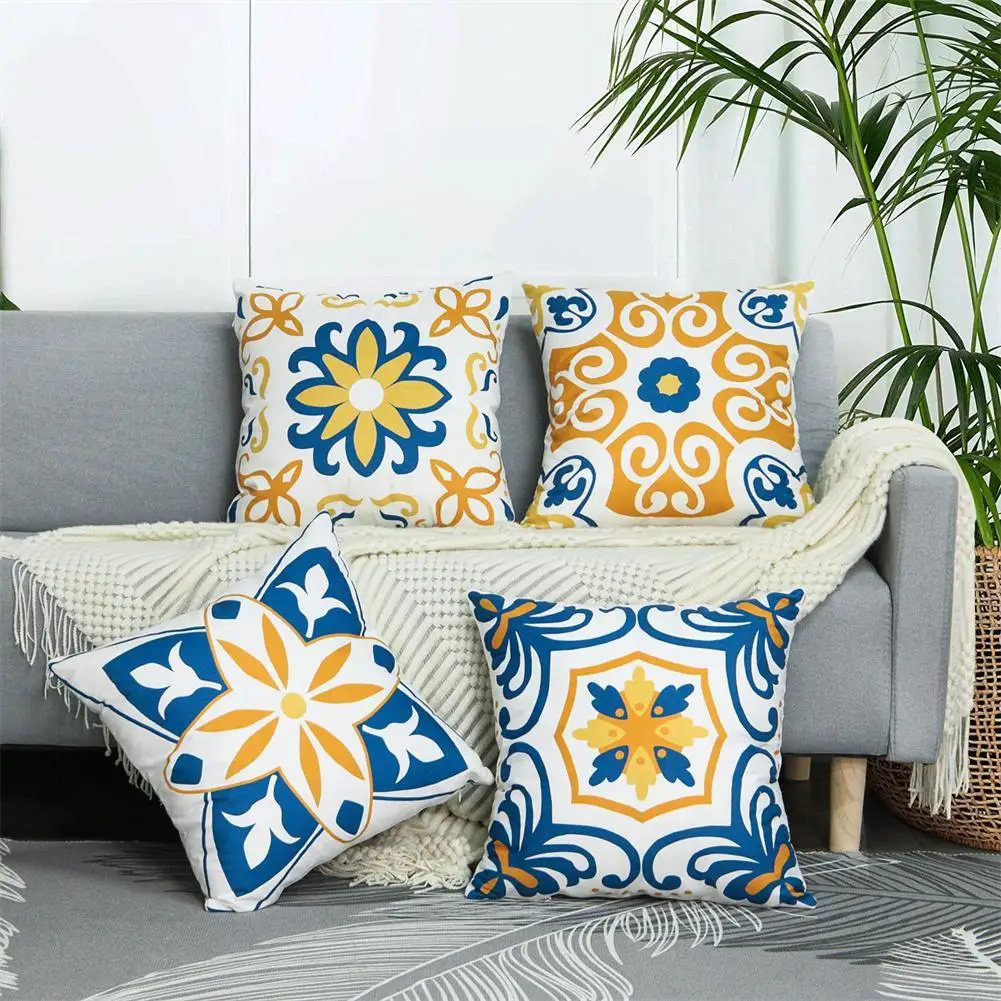 

NEW 4pcs Boho Throw Pillow Covers Decorative Pillowcase Cushion Cover For Patio Garden Balcony (18x18inch)