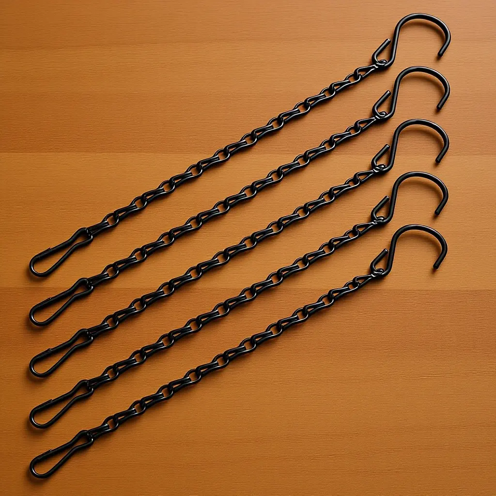 5Pcs Black Double-Hook Iron Chain Hanging Planter Bird Feeders Lantern Wind Chimes Wreath Signs Decorative Sturdy Ceiling Wall