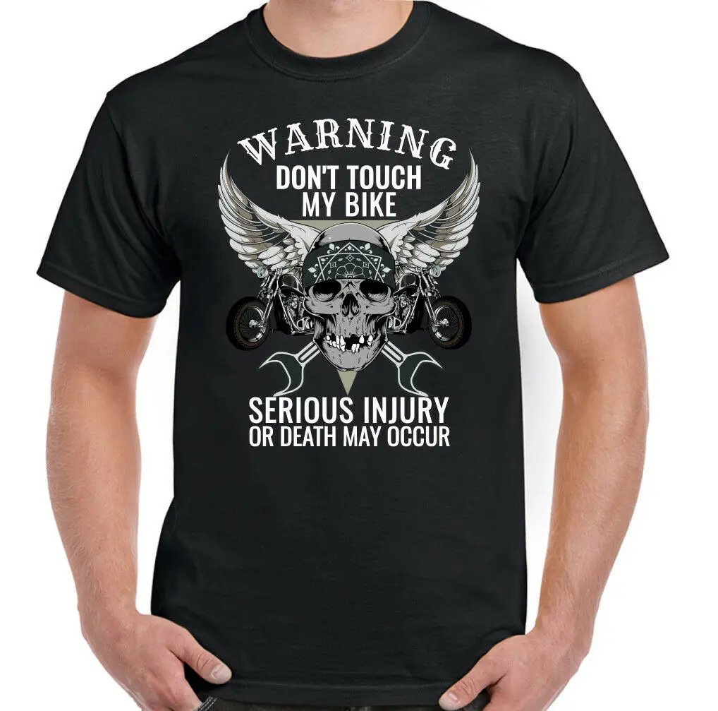 Biker T-Shirt Motorbike Motorcycle Bike Chopper Cafe Racer Warning Mens Top