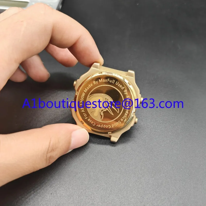 

Pure copper shell small square men's electronic watch hipster modification accessories are suitable for AE-1200WH