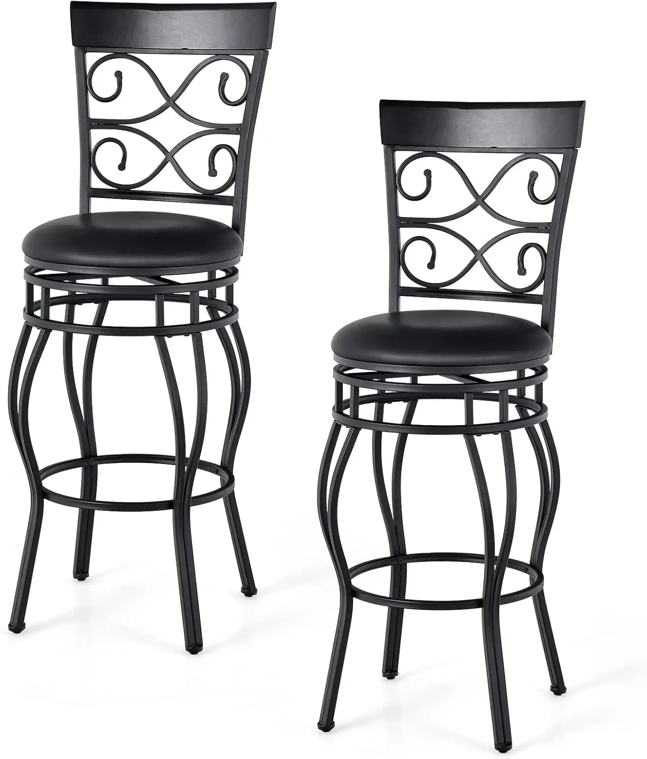 Costway Bar Stools Set Of 2, 360 Degree Swivel, 30