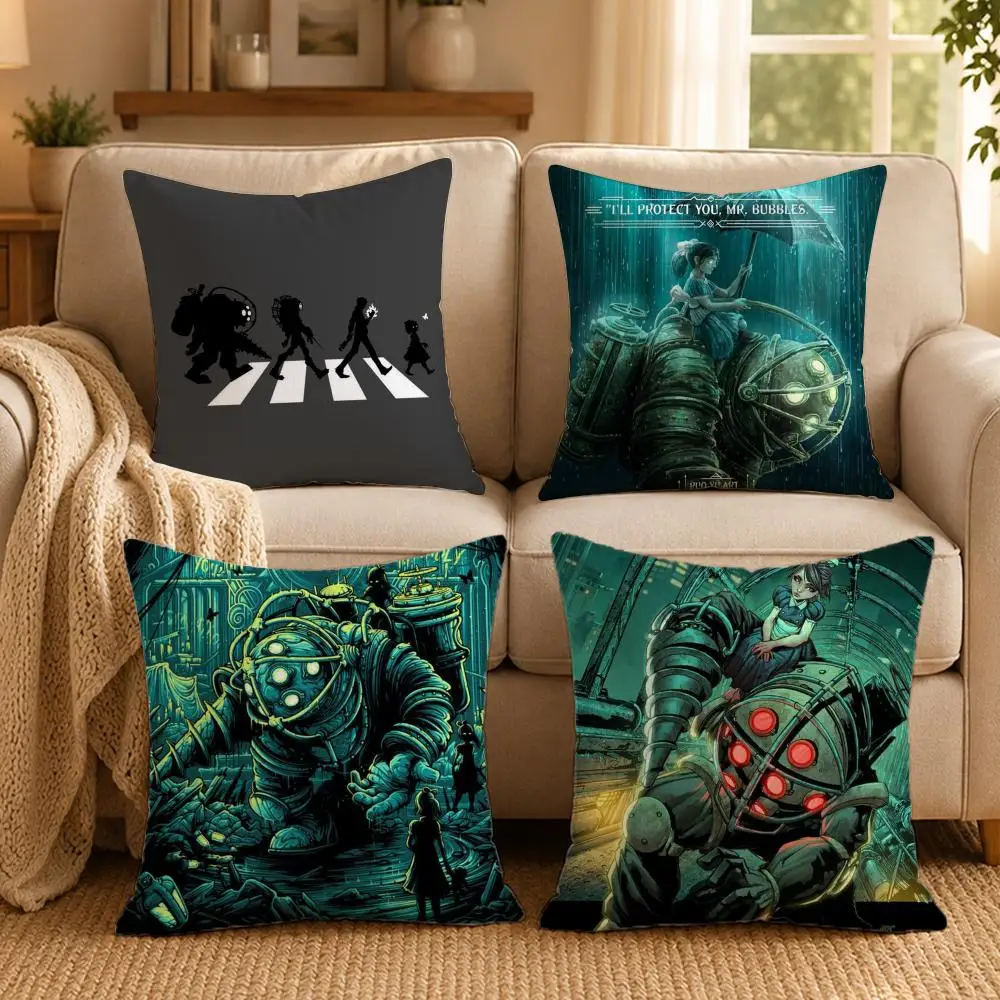 Housse de coussin Art B-BioShock Rapture, housse de coussin imprimée double face, hypoallergénique, anti-acariens