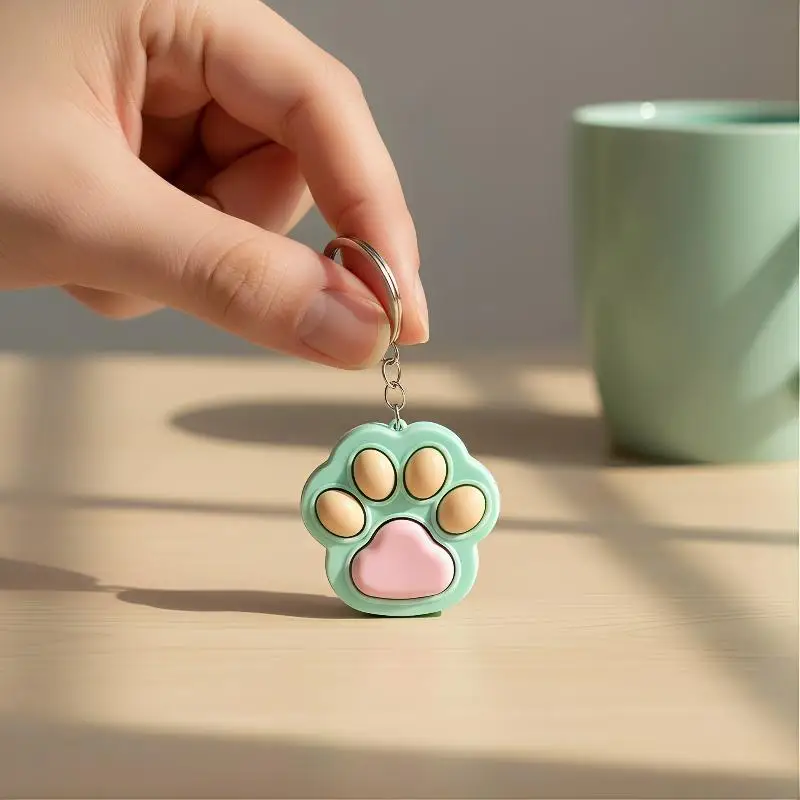 Kreativer Fingertip-Katzenpfoten-Knopfanhänger, Cartoon-Schlüsselring, Katzenpfoten-Schlüsselanhänger, Kawaii-Katzenpfoten-Tastatur-Taschenanhänger, Dekoration – Detail 6