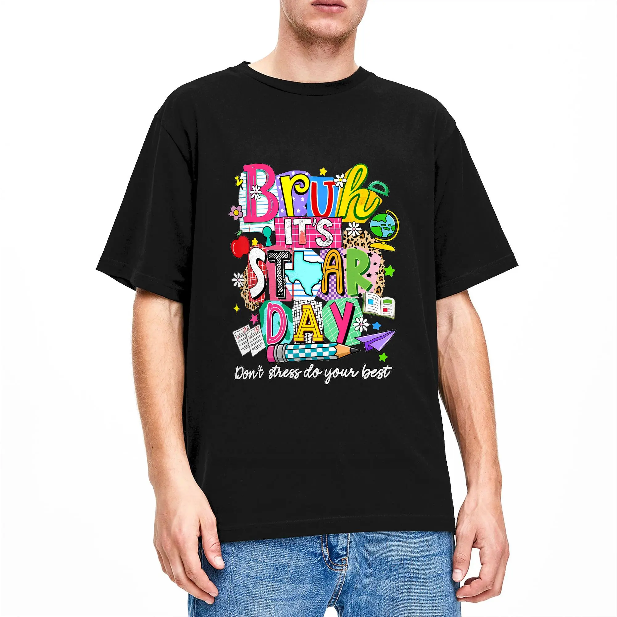 Bruh It-S Staar Day You Got This Funny Testing Day Teacher T Shirt Summer Fun T Shirts 100% Cotton Harajuku Tshirt For Men Tops