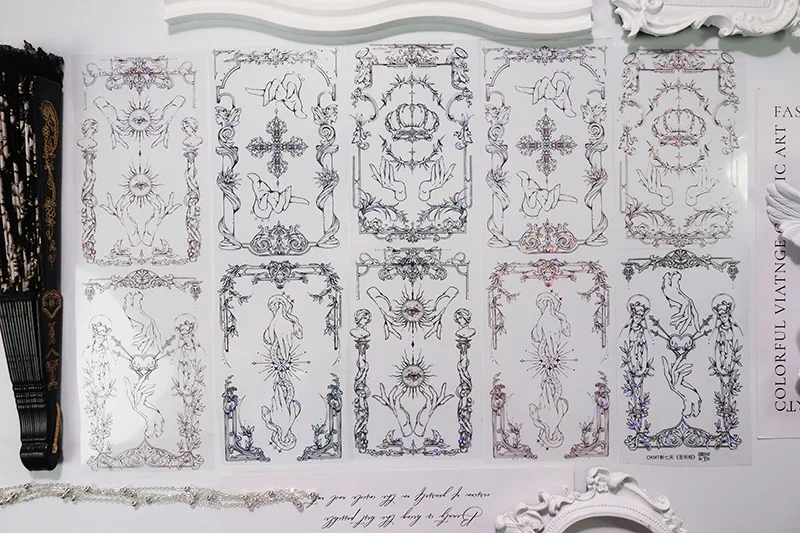 Praying Hands Frames Shell Light Shiny Washi PET Tape