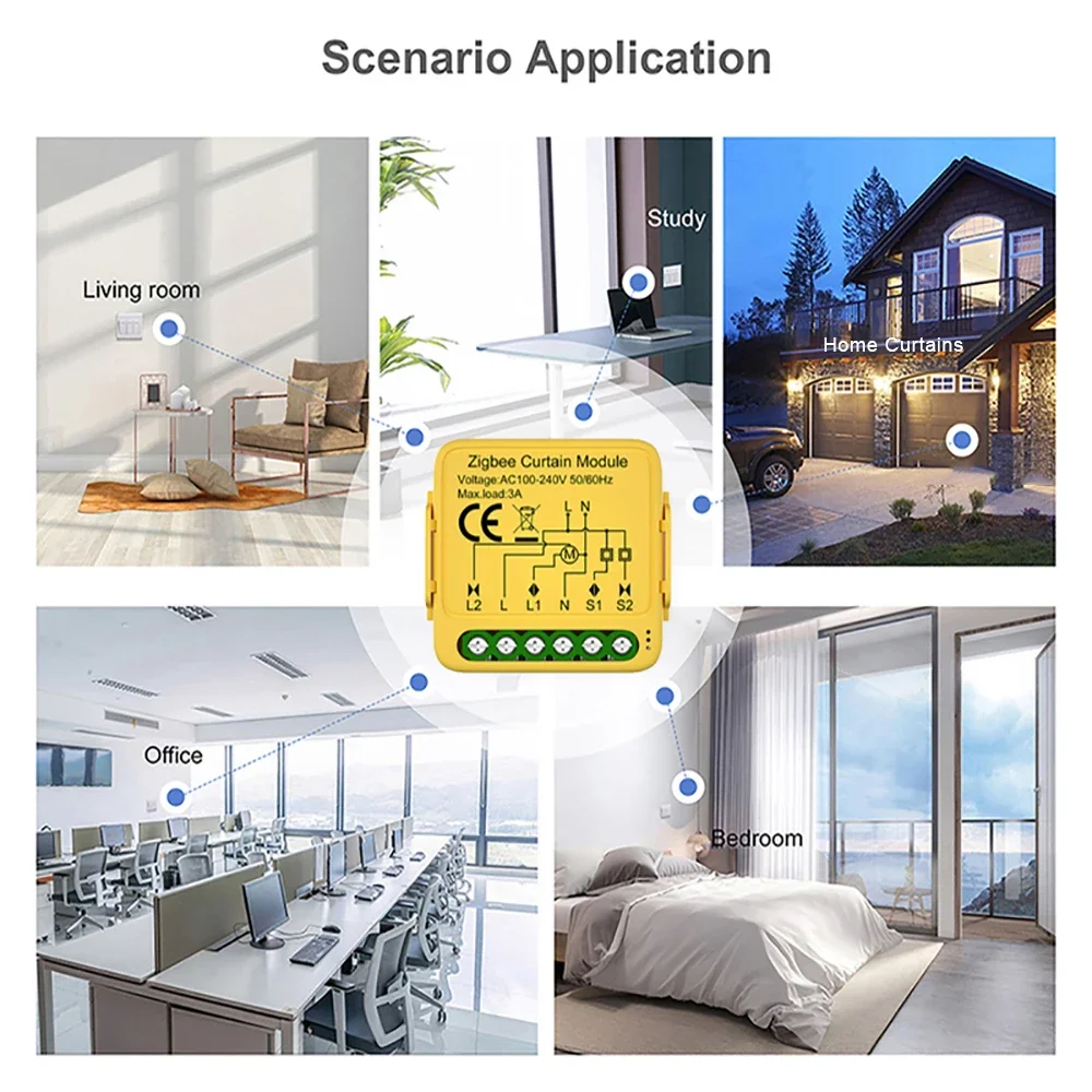 Tuya Smart WiFi Zigbee Curtain Module Blinds Switch Connected Roller Shutter Electric Motor Compatible with Alexa Google Home