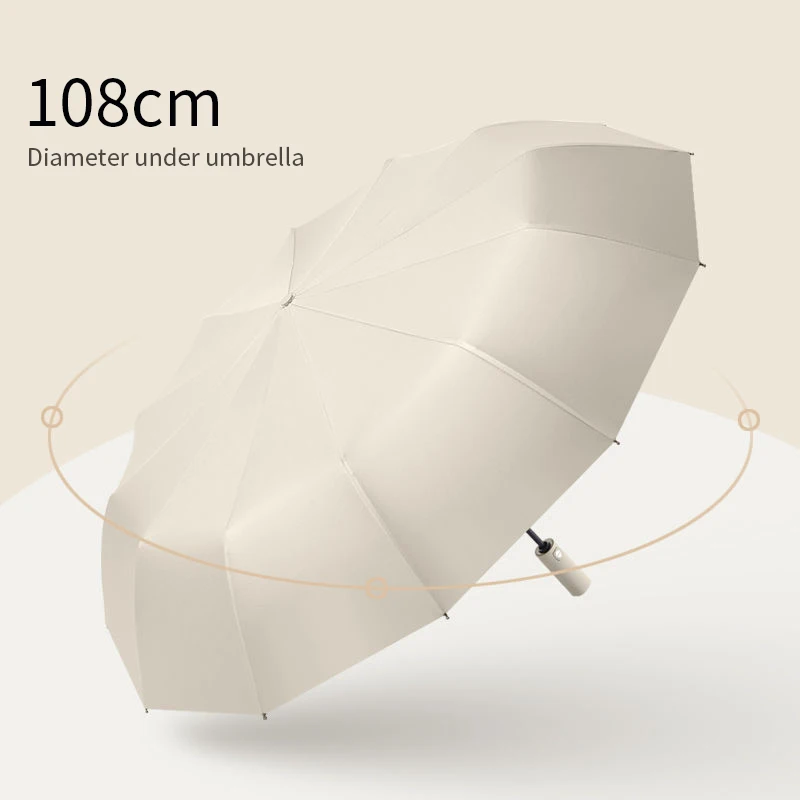 Big 12 Ribs Strong Umbrella  Enlarge 108cm Diameter Automatic UV Parasol Wind And Rain Resistance Bumbershoot