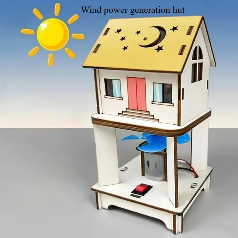 Wind Power Generation Hut DIY Model Science Experiment Educational Toy Handmade Small Production Assembly Craft Technology Proje