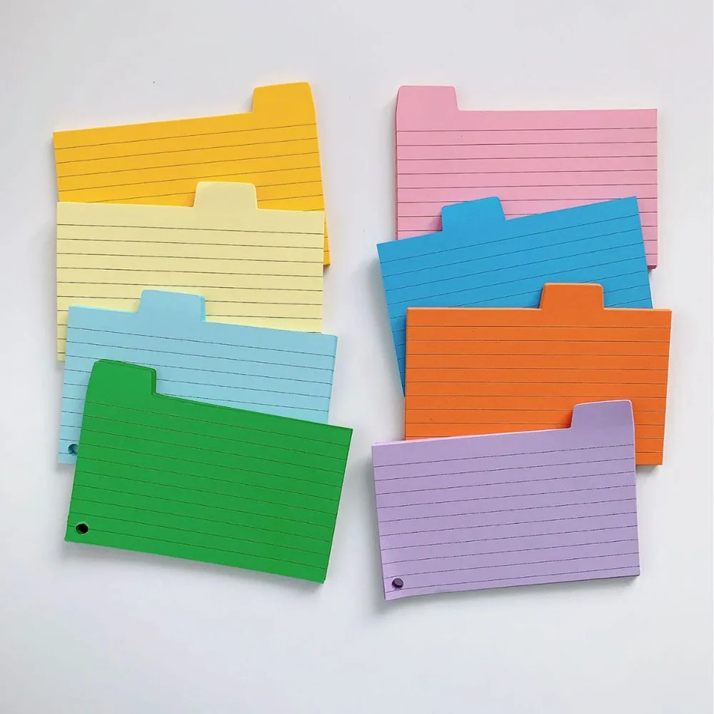 100 Sheets Index Sheet Sticky Notes, Each with Four Colors, Note Horizontal Lines, Separator Cards, Bookmark Book