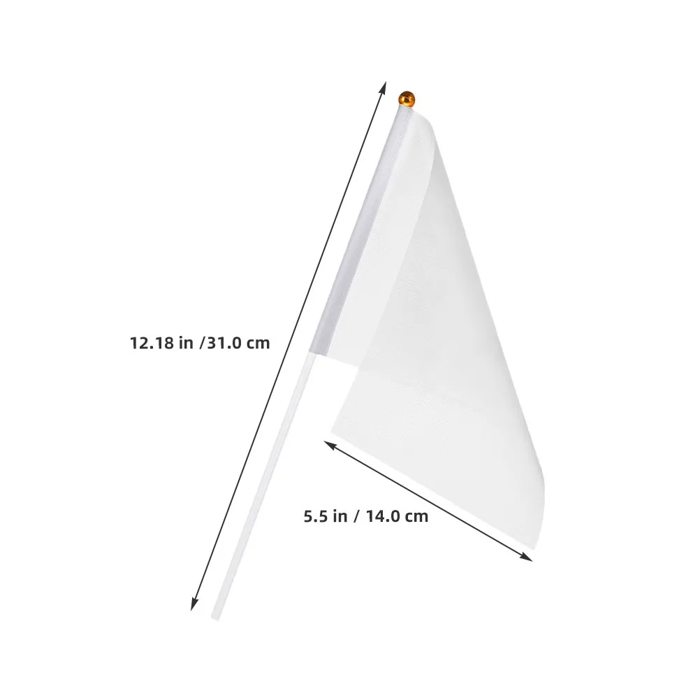 30Pcs Blank Handheld Flags Polyester Mini Flags on Plastic Sticks for Referees Sports Events Birthday Grand Opening School