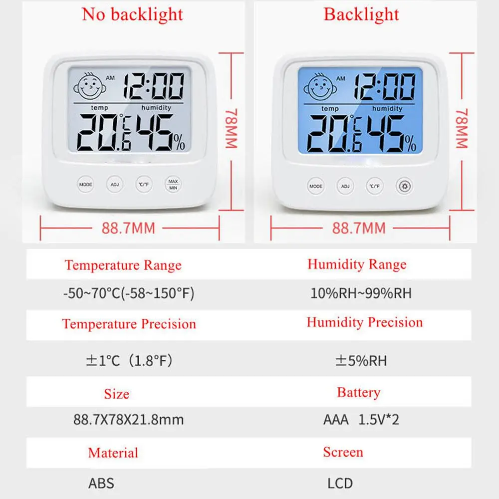 المنزل الخلفية محطة الطقس ميزان الحرارة LCD الإلكترونية الرطوبة الرقمية درجة الحرارة مقياس الرطوبة