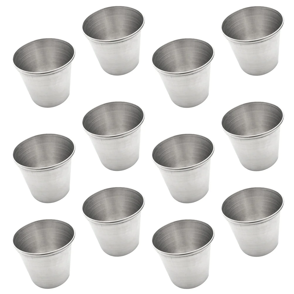 

12 Pcs Stainless Steel Shot Glass Cups Camping Dispenser Drinks Clear Coffee Tumbler Condiment