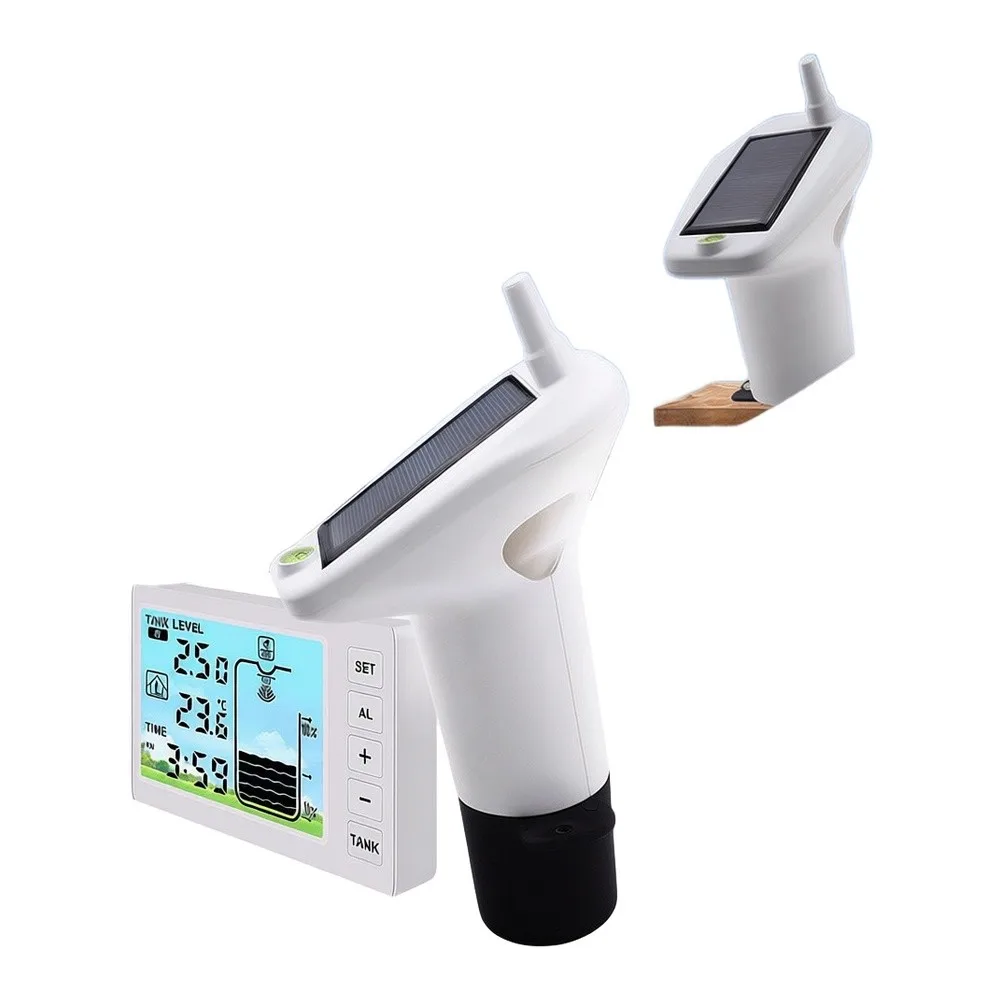 Water Tank Level Gauge Solar Charging Water Monitor Buzzer On off Indoor Temperature Display Low Reminder Alarm Function