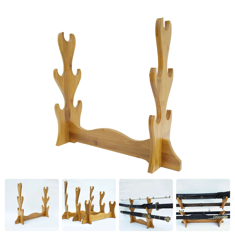 Musical Instrument Stand Storage Rack Bamboo Flute Five-tier Display Shelves Organizer Holder for Swords Desktop