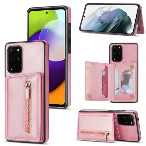 Fashion Zipper Wallet Card Holder PU Leather Case For Samsung Galaxy S23 S22 S20 S21 Note 20 Ultra A51 A71 A12 A53 A52 Cover