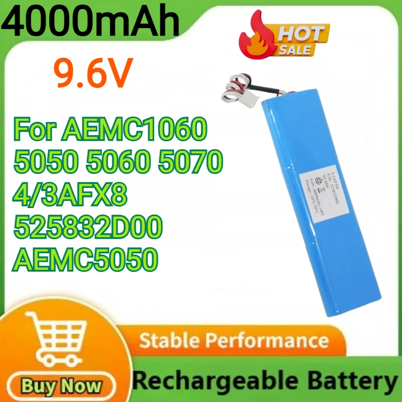 

9.6V 4000mAh Replacement Battery for AEMC1060 5050 5060 5070 4/3AFX8 525832D00 AEMC5050 Grounding Resistance Meter Battery Pack