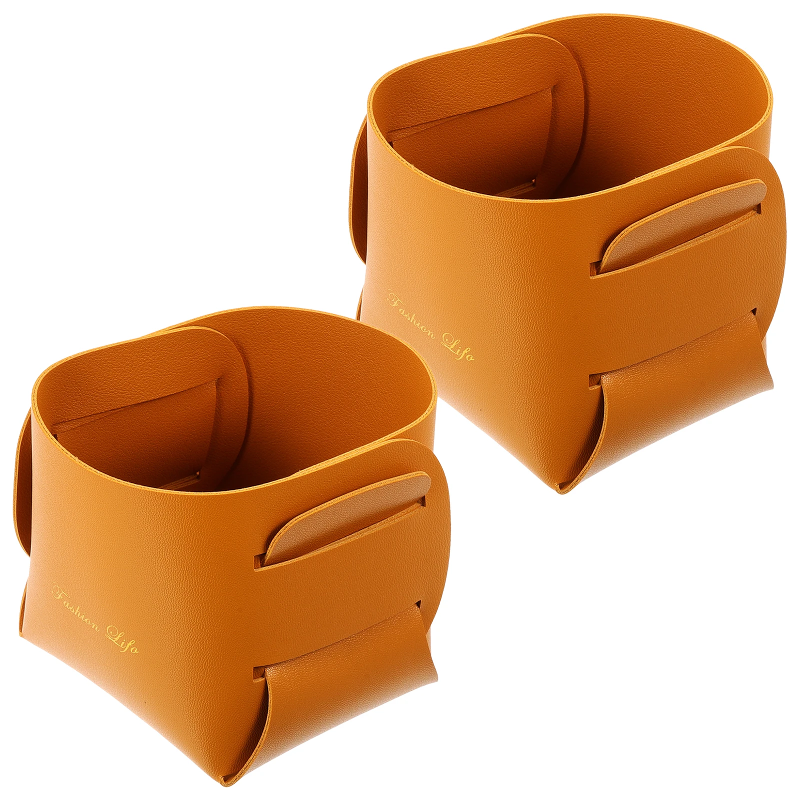 

2pcs Pu Storage Boxes Desktop Household Key Holders Foldable Removable Easy Clean Minimalist Trendy Multi-Function