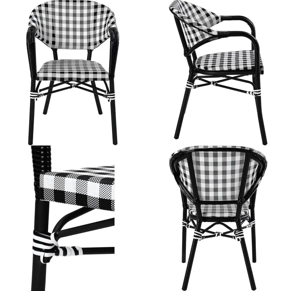 

Oceanside Oceanside al bar and All-Weather Wicker Patio Chairs or Outdoor, Kitchen, Garden, Yard, Set o 2, White and Black