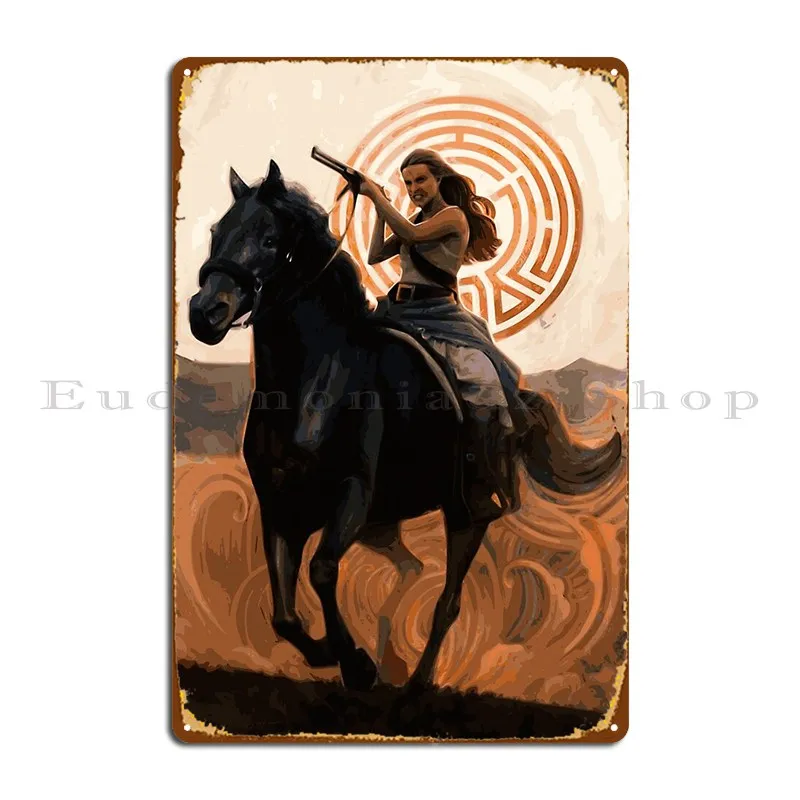 Dolores Riding His Horse Westworld Sci Fi Fanart Metal Sign Plaques Designs Bar Cave Club Party Club Bar Plaques Tin Sign Poster