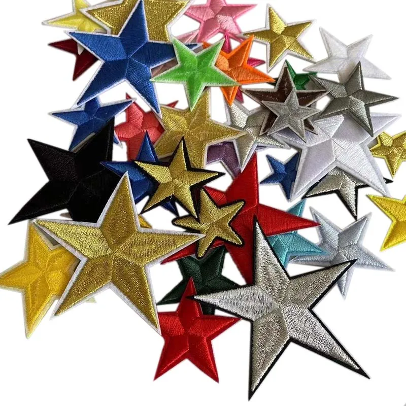 

Star Motifs Embroidery Appliques Badges Iron On Patch,Happy Stars Stickers Designer Fusible Patches for Clothing,Backpack