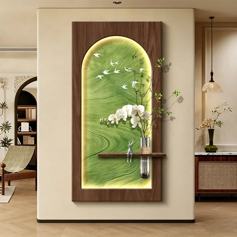 Middle Ancient Style Entrance Hall Decoration Painting Hydroponics Green Plants Corridor Hanging Painting Modeling Wall Lights