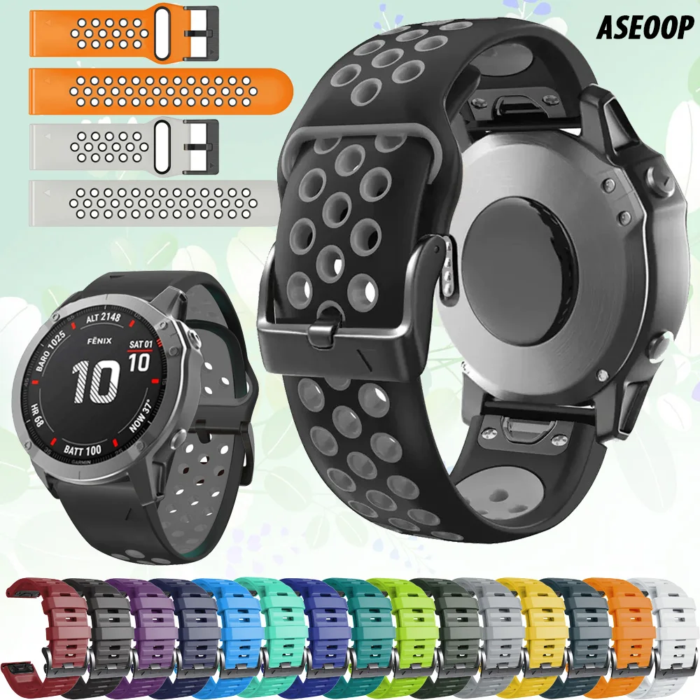 

Смарт-часы 26/22 мм для Garmin Fenix 8, силиконовый ремешок на солнечной батарее, женские часы Fenix 7 7X 5 Plus 6 6XPro 945 Epix 2, браслет QuickFit