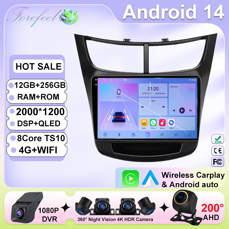 

Car Radio Carplay For Chevrolet Sail Aveo 2015 - 2019 GPS Navigation Video Android Auto Stereo Multimedia Player 5G Wifi No 2din