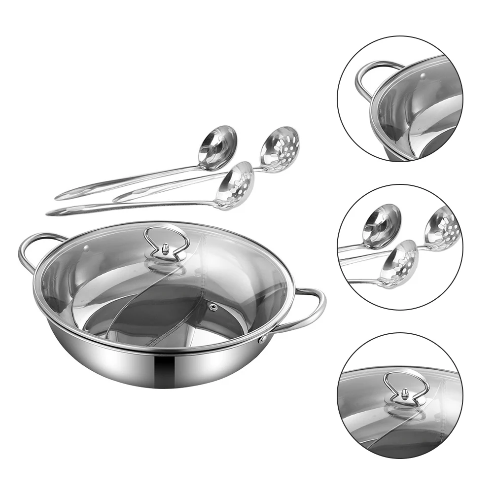 

1 set Stainless Steel Hot Pot Set Dual Flavor Soup Pot Kitchen Cookware Gas Stove Electric Ceramic Stove Anti-Scald Handle