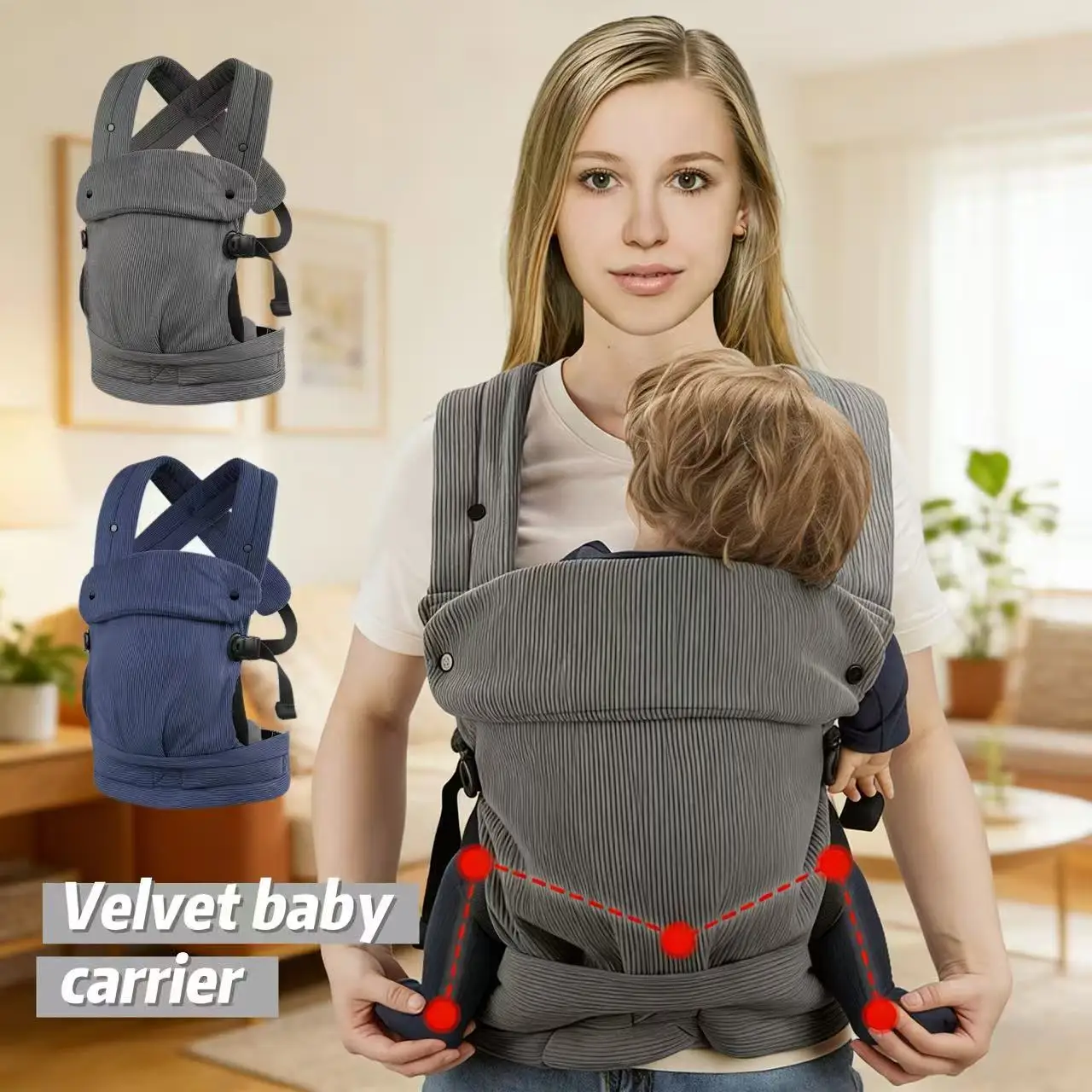 

1 Piece, Multifunctional Baby Backpack Carrier, Corduroy Striped Texture, Soft and Comfortable Fabric, Suitable for Home and Outdoor Use, Reduces the Burden on Parents When Going Out