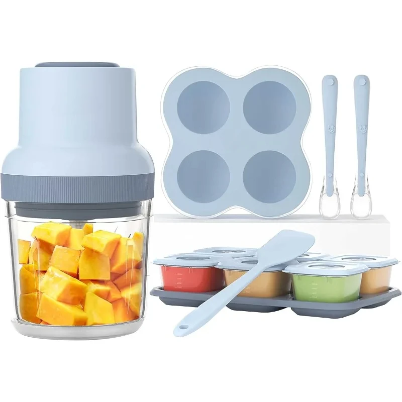 HAOYUNMA 13-in-1 Food Processor Sets, Food Puree Blender for Fruit, Vegatable, Meat,with Food Containers,Silicone Spoons