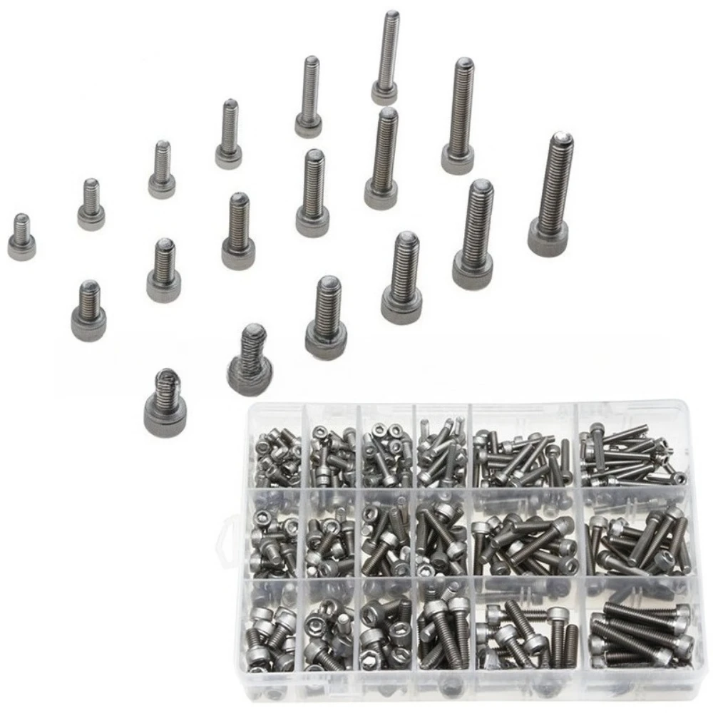 300PCS Hex Socket Hardware Screws Stainless Steel Hex Head Screw Bolt Cylindrical Heads M4 M5 M6 Hexagon Bolts Combination