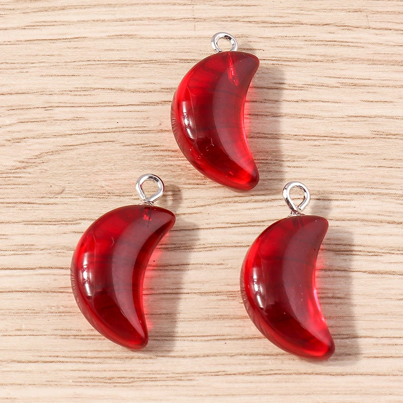 Tusember 10 Stück Klare Mond-Geburtsstein-Anhänger Roter Achat Rosenquarz Charms für Schmuckherstellung DIY Halsketten Armbänder Bastelzubehör – Detail 2