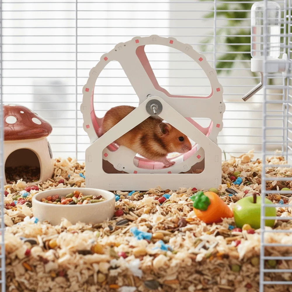 Animal Plastic Hamster Running Wheel Stable Base Silent Rodent Running Wheel 21cm Colorful Exercise Wheel for Small Animals