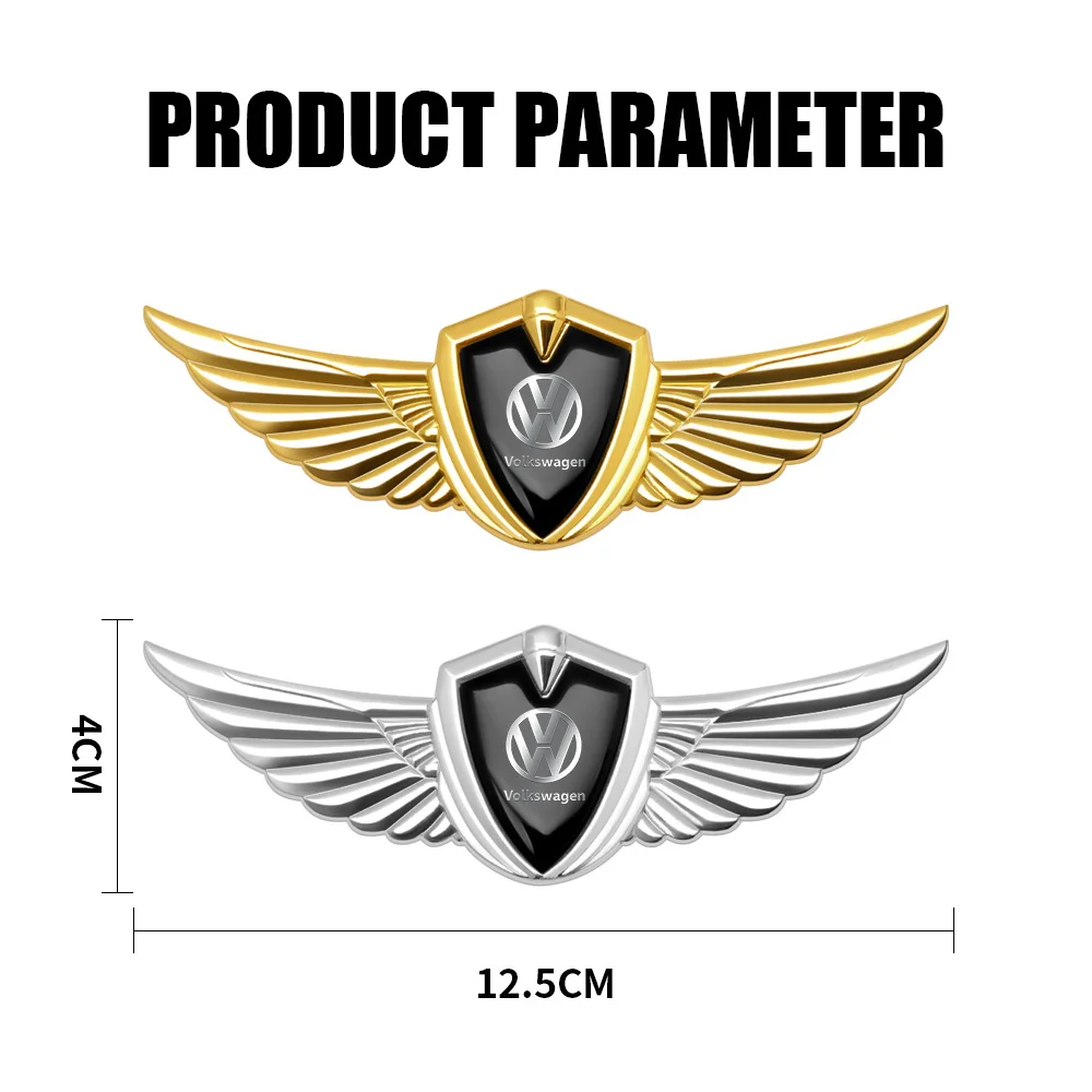 1Pcs 3D Metal Wings Badge Car Styling Body Sticker Decal Car Exterior Accessories For Volkswagen Golf 4 Tiguan GTI Bora Polo GTI