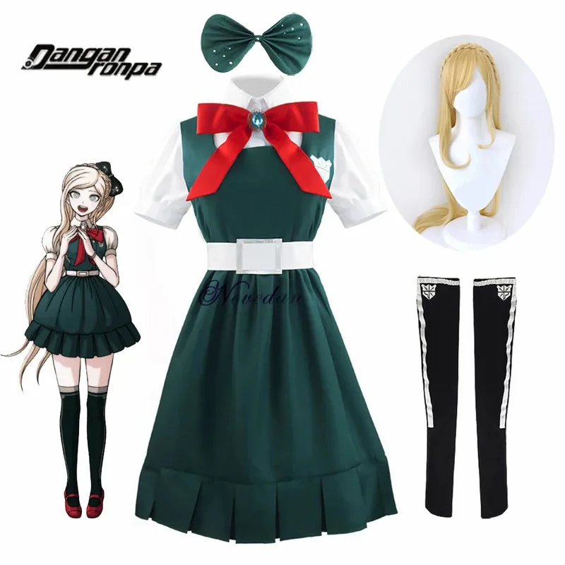 qq45 аниме Danganronpa 2 Despair Sonia Nevermind платье для косплея женский вечерние костюм на Хэллоуин JK школьная форма и парик