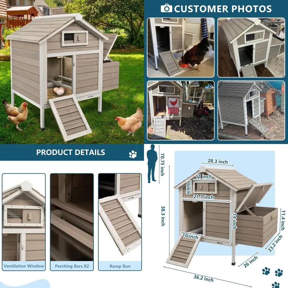 

Куриный курятник на открытом воздухе со съемными подносами, деревянная клетка для птицы с кроликом и коробкой для гнездования, домашний куриный домик Chi