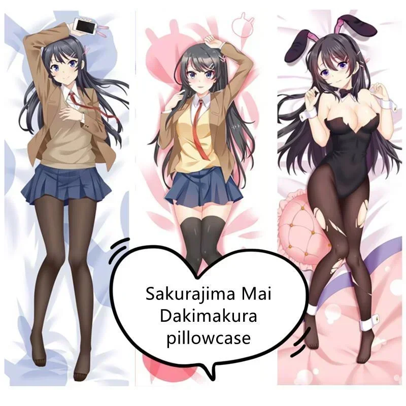 

Подушка дакимакура из аниме «не мечтает кролика», подушка Senpai Sakurajima Mai, предмет искусства, косплей, обнимающее тело, двусторонняя наволочка