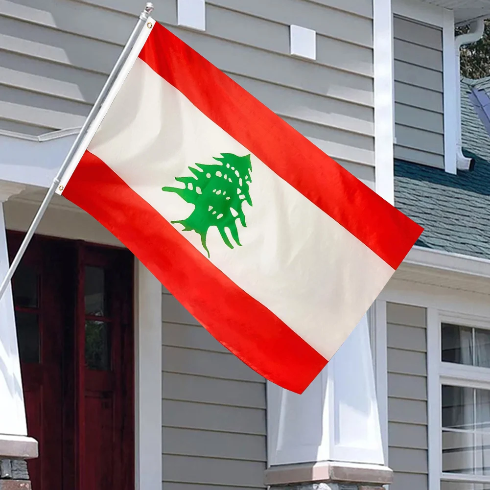 3x5FT Creative Lebanese Flag Car Sticker Polyester Indoor Outdoor Hanging Flag 90*150cm Republic of Lebanon Lubnan Flag