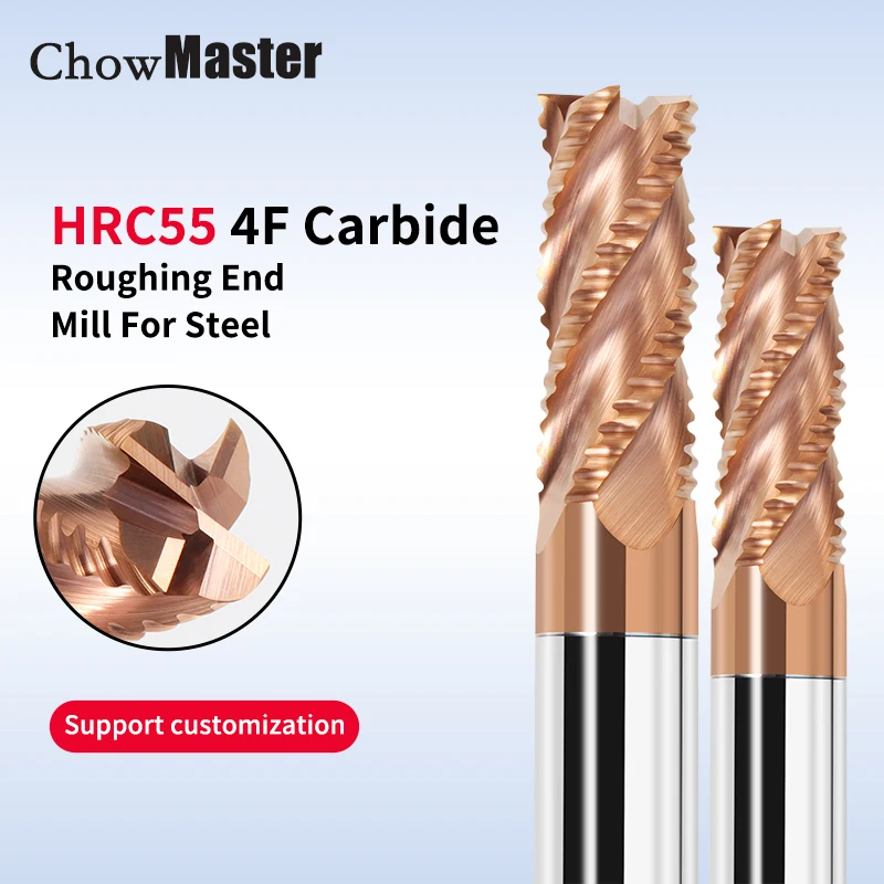 

HRC55 Corrugated Roughing Tungsten Steel Milling Cutter 4 Flute Carbide Coated Open Rough Special End Mill CNC Tools