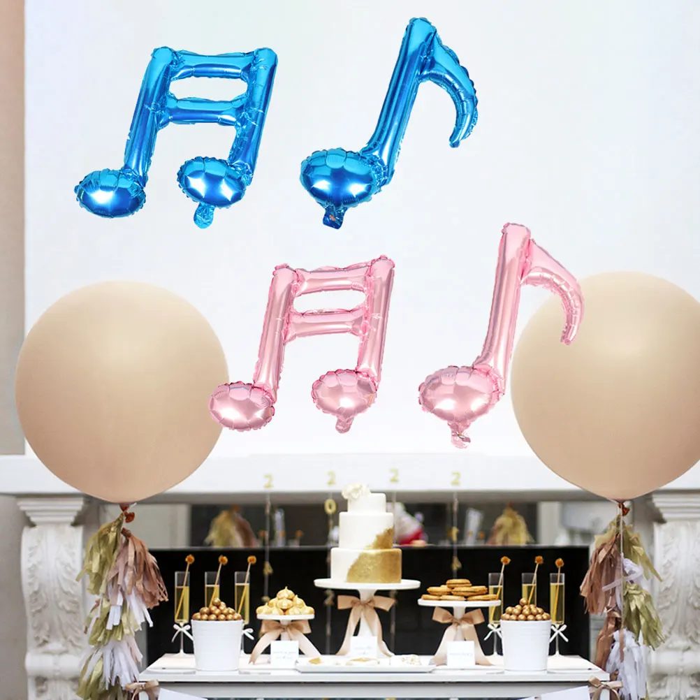 

4Pcs Musical Note Party Foil Balloons Aluminium Blue Pink Birthday Wedding Decoration Creative Balloons Celebration