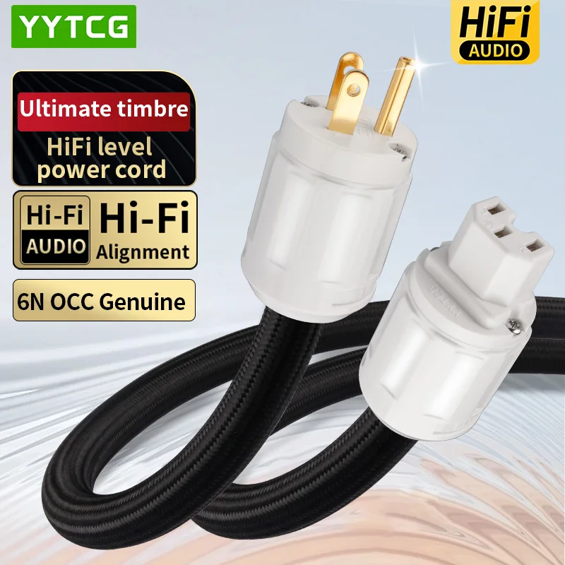 

Hi-End 6N OCC Hifi Audio US Power Cord Pure Copper Power Cable Pure Copper Plated With Gold Connector