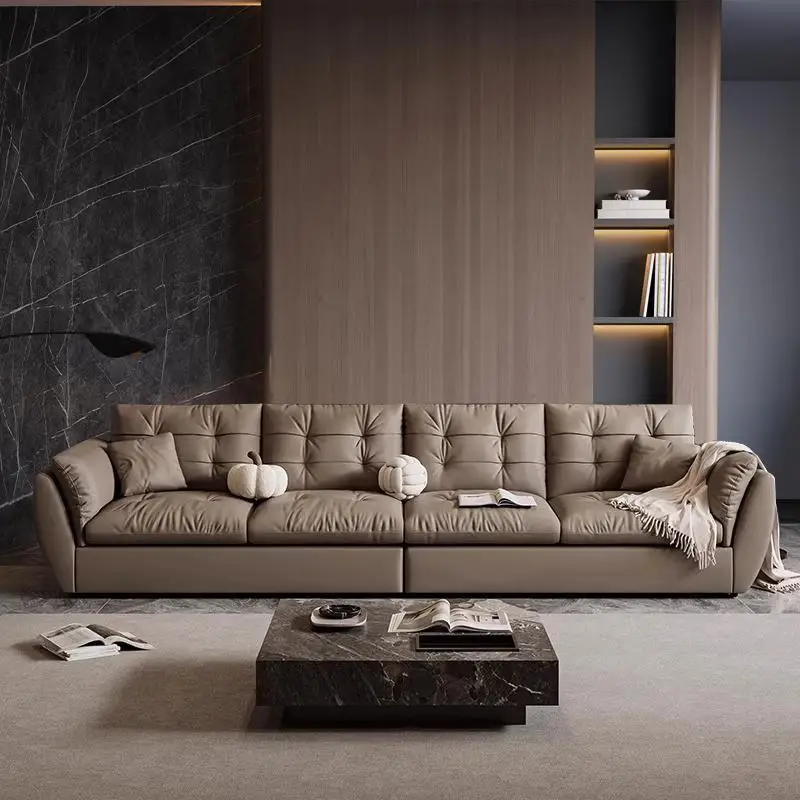 

Nordic, leather, sofa, living room, light luxury, modern, simple, three people