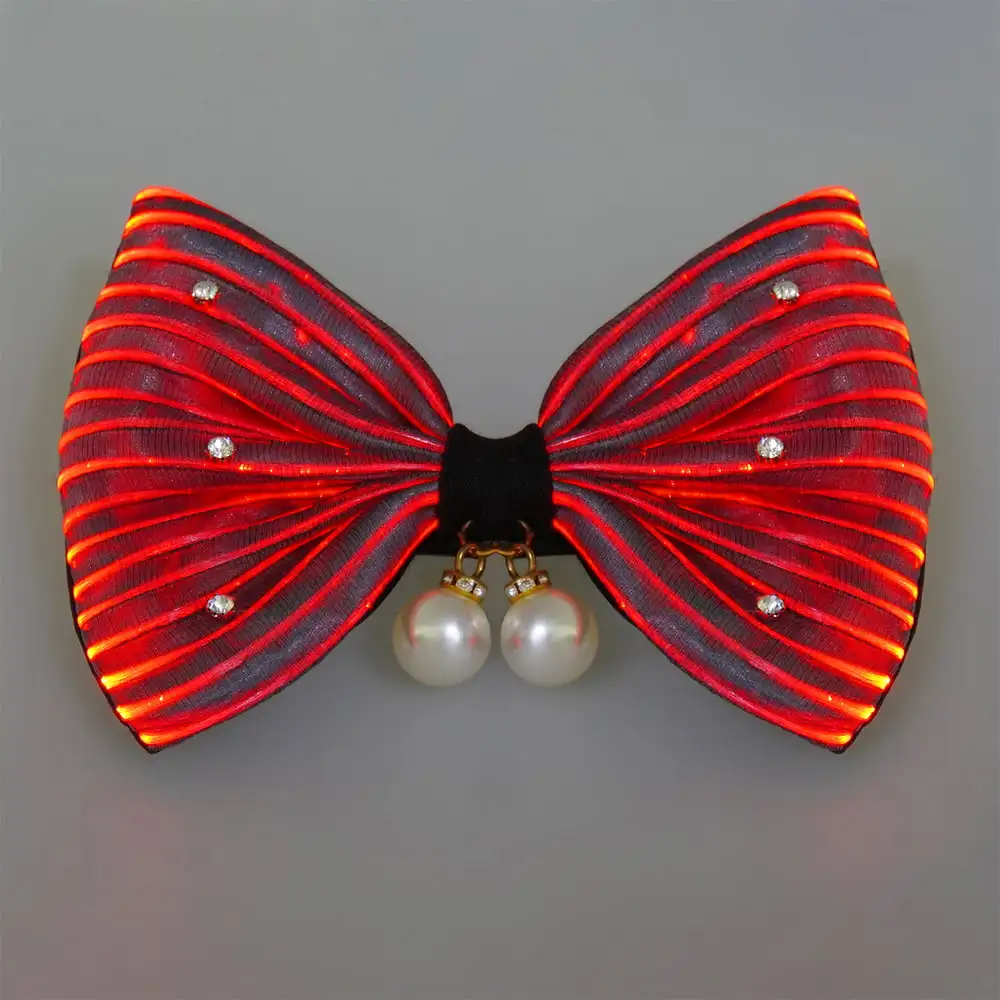 Lumisonata Lady Flashing In Dark Light Up Party Glow LED Butterfly Hairpins Women's Rhinestone Handmade Luminous Bow Hair Clip