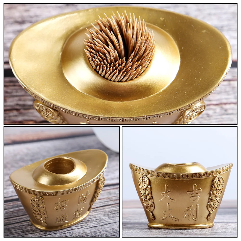 Ingot Toothpick Toothpick Dispenser Retro Resin Case Exquisite Container Kitchen Dining Room Home Decor Storage