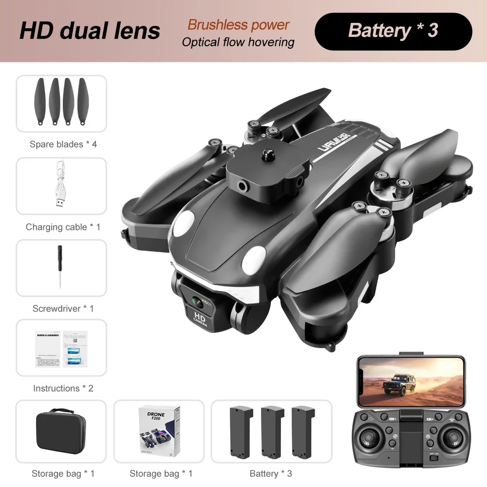 F200 Drone With 8k Camera Brushless Motor Camera Drone with Obstacle Avoidance Foldable Quadcopter UAV