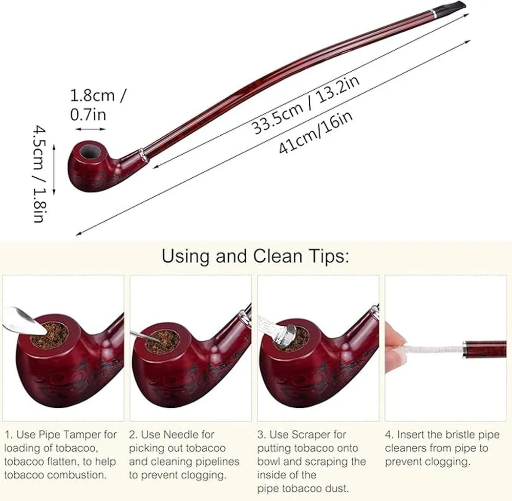 Weed Pipe Gandalf Long Pipe 16 Inch Elegant Wood And Resin Churchwarden Style