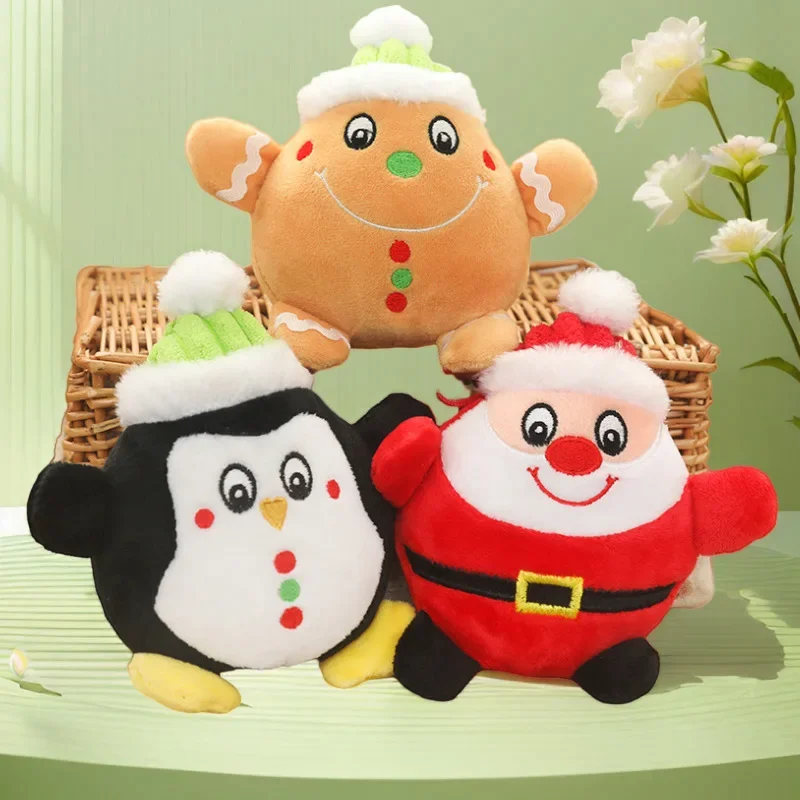 New Interactive Dog Pet Toy Plush Santa Claus Penguin Squeaky Teeth Gingerbread Man Dog Toy Dog Puzzle Toys